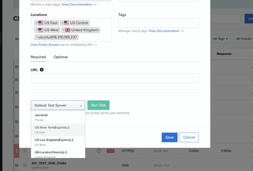 Run Test from Private Locations or Uptime.com servers